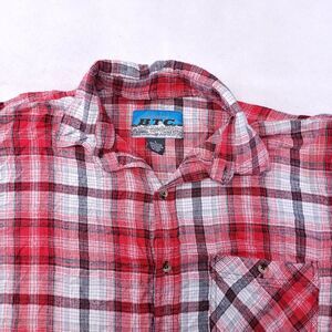 Bay Trading Co Tartan Flannel Casual Button Up Shirt Mens Size L Red White